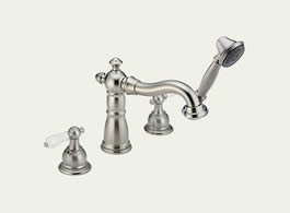Delta T4755-SSLHP Victorian: Roman Tub With Hand Shower Trim - Less Handles, Stainless