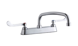 Elkay LK810AT12T6 - 8-inch Center Deck Mount Faucet with long wing handles and 12-inch Swing Spout