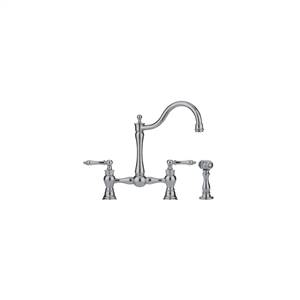 Franke FF7080A Farm House Series Arc Spout Kitchen Faucet With Side Spray, Satin Nickel