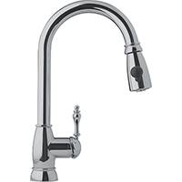Franke FHPD180 Farm House Series Arc Spout Pull-Down Spray with Side Lever, 1.75gpm (Satin Nickel)