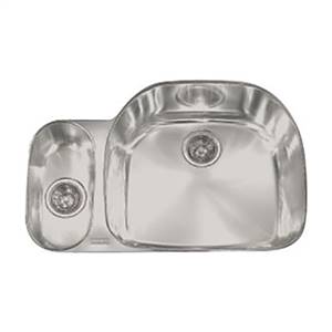 Franke PCX16009LH Prestige 31-1/8" Double Bowl Undermount Sink, 9" Deep, Left Hand Small Bowl, Stainless Steel