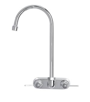 Fisher 19607 - 4-inch BACKSPLASH WITH ELBOWS FAUCET WITH 6-inch SWIVEL GOOSENECK SPOUT & LEVER HANDLES