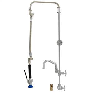 Fisher 24961 - STAINLESS STEEL 3/4-inch ULTRA PRERINSE WITH SINGLE WALL WITH NIPPLE& ELBOW CONTROL VALVE, 25-inch RISER, 15-inch HOSE, WALL BRACKET, ULTRASPRAY VALVE & ADDON FAUCET WITH 10-inch SWING SPOUT