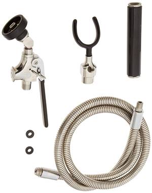 Fisher 26042 - STAINLESS STEEL 60-inch HOSE & UTILITY SPRAY VALVE WITH LONG SQUEEZELEVER & SINGLE WALL HOOK BASE