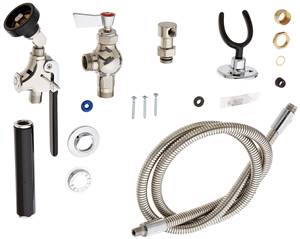 Fisher 26409 - STAINLESS STEEL UTILITY SPRAY WITH SINGLE WALL CONTROL VALVE, 60-inchHOSE, SWIVEL ELBOW & WALL HOOK