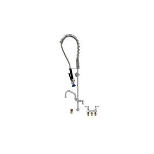 Fisher 29424 - SPRING PRERINSE WITH BACKSPLASH WITH ELBOW BASE & 4-inch REMOTEVALVE, 16-inch RISER, 36-inch HOSE, WALL BRACKET, ULTRA SPRAY VALVE &ADDON FAUCET WITH 16-inch SWING SPOUT