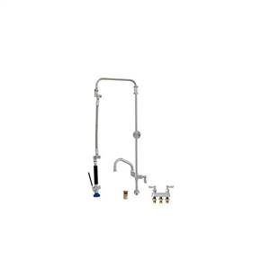 Fisher 29726 - SPRING PRERINSE WITH BACKSPLASH WITH ELBOW BASE & 4-inch REMOTEVALVE, 16-inch RISER, 30-inch HOSE, WALL BRACKET, ULTRA SPRAY VALVE,ADDON FAUCET WITH 16-inch SWING SPOUT & INLINE VACUUM BREAKER