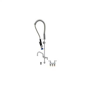 Fisher 32514 - STAINLESS STEEL SPRING PRERINSE WITH BACKSPLASH WITH ELBOW BASE &4-inch REMOTE VALVE, 16-inch RISER, 36-inch HOSE, WALL BRACKET, ULTRA SPRAYVALVE & ADDON FAUCET WITH 6-inch SWING SPOUT