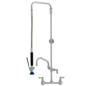 Fisher 37036 - STAINLESS STEEL SWIVEL PRERINSE WITH 8-inch BACKSPLASH CONTROL VALVE,25-inch RISER, 15-inch HOSE, WALL BRACKET, ULTRA SPRAY VALVE & ADDONFAUCET WITH 14-inch SWING SPOUT