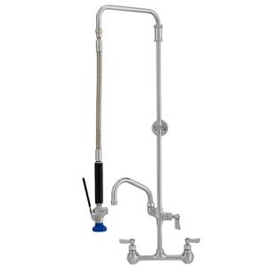 Fisher 37826 - STAINLESS STEEL SWIVEL PRERINSE WITH 8-inch ADJ WALL CONTROL VALVE,25-inch RISER, 15-inch HOSE, WALL BRACKET, ULTRA SPRAY VALVE & ADDONFAUCET WITH 8-inch SWING SPOUT