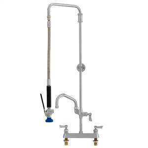 Fisher 38024 - STAINLESS STEEL SWIVEL PRERINSE WITH 8-inch DECK CONTROL VALVE, 25-inch RISER, 15-inch HOSE, WALL BRACKET, ULTRA SPRAY VALVE & ADDON FAUCETWITH 8-inch SWING SPOUT