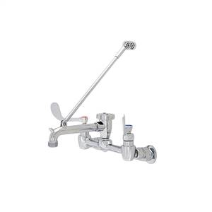 Fisher 55972 - 8-inch ADJ WALL FAUCET WITH LONG SERVICE SINK SPOUT, VACUUM BREAKER,T & S, CHICAGO & KROWNE EZ INTALL ADAPTERS & WRIST HANDELSSTAINLESS STEEL
