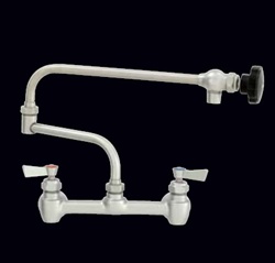 Fisher - 65552 - 8” Wall Body with Concentrics & EZ Install Adapters, 19-inch Double Jointed Swing Spout and Lever Handles 