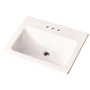 Gerber 0013894 Wicker Park Countertop Lavatory 21"x18" Rectangle with U-Shaped Basin - Low-Profile - 4"CC White