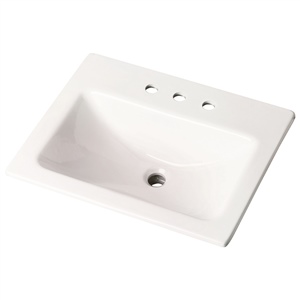 Gerber 0013898 Wicker Park Countertop Lavatory 21"x18" Rectangle with U-Shaped Basin - Low-Profile - 8"CC White