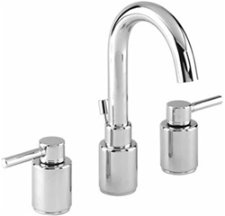 Gerber 43-091 Wicker Park™ Two Handle Widespread Lavatory Faucet with Contemporary Styling and Chrome Finish. Wicker Park widespread faucets are adjustable from 8-12 in. centers, and come with a brass pop-up drain.