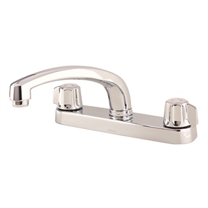 Gerber 0742416 - 2H Kitchen Faucet, Metal Fluted Handle, Casting Underbody & Spout, Less Spray, Deck Mount
