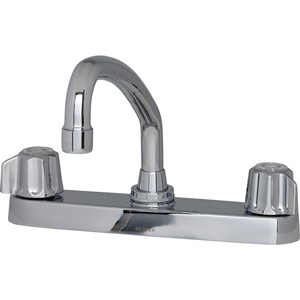 Gerber 0742426 - 2H Kitchen Faucet, Metal Fluted Handle, Casting Underbody, Tubular Spout, Less Spray, Deck Mount