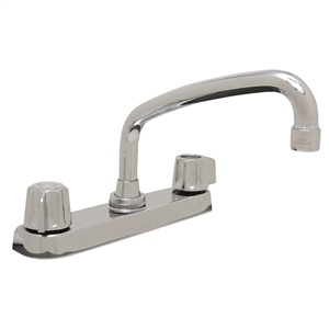 Gerber 0742526 - 2H Kitchen Faucet, Metal Fluted Handle, Casting Underbody, Tubular Spout, W/Spray, Deck Mount