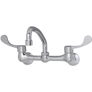 Gerber C0-443-93 Commercial 2H Wall Mounted Kitchen Faucet w/ Wrist Blade Handles & 8" Swing Spout 1.75gpm Chrome