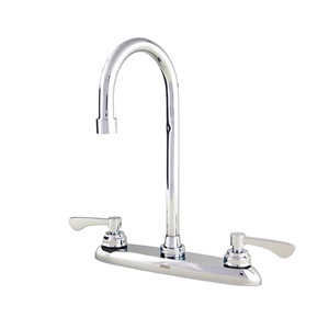 Gerber C4-440-79 Commercial 2H Kitchen Faucet w/ Gooseneck Spout & Metal Lever Handles 1.75gpm Chrome