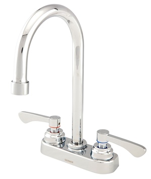 Gerber C4-445-54 Commercial 2H Centerset Lavatory Faucet w/ Gooseneck Spout & Less Drain 0.5gpm Chrome