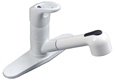 Geber WH-460 White Single Handle Pull Out Spray Kitchen Faucet