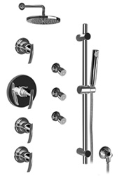 Graff - GB1.0-LM24S-SN - Tranquility Contemporary Round Thermostatic Set with Handshower and Body Sprays