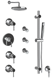 Graff - GB1.0-LM29B-BN-T - Eco Contemporary Round Thermostatic Set with Handshower and Body Sprays- Trim Only