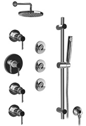 Graff - GB1.1-LM29B-SN-T - Eco Contemporary Thermostatic Set with Handshower and Flush Mount Body Sprays- Trim Only
