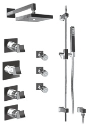 Graff - GC1.0-C10S-SN - Fontaine Contemporary Square Thermostatic Set with Handshower and Body Sprays