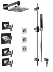 Graff - GC1.1-C9S-BN - Immersion Contemporary Thermostatic Set with Handshower and Flush Mount Body Sprays