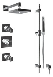 Graff - GC2.0-LM31S-BN-T - Solar Contemporary Square Thermostatic Set with Handshower- Trim Only