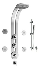Graff - GD1.2-LM3B-SN-T - Perfeque Round Thermostatic Ski Shower Set with Body Sprays and Handshower- Trim Only