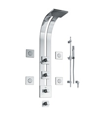 Graff - GD2.2-C10S-SN - Fontaine Square Thermostatic Ski Shower Set with Body Sprays and Handshower