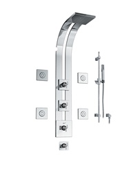 Graff - GD2.2-C9S-SN - Immersion Square Thermostatic Ski Shower Set with Body Sprays and Handshower