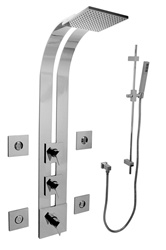 Graff - GD2.2-LM23S-SN - Stealth Square Thermostatic Ski Shower Set with Body Sprays and Handshower