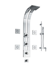 Graff - GD2.2-LM31S-PC-T - Solar Square Thermostatic Ski Shower Set with Body Sprays and Handshower- Trim Only