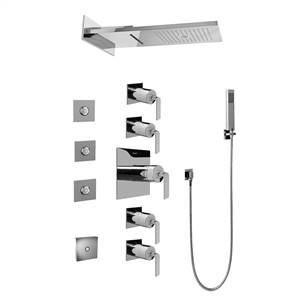 Graff GH1.124A-LM40S-PC Full Square LED Thermostatic Shower System, Polished Chrome