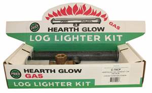 Prier Products - C-70CP - Hearthglow Log Lighter Kit; C-64 Gas Valve w/Chrome Plated Escutcheon, C-69 Burner Bar, Hearth Key