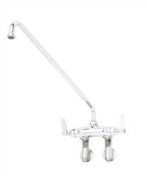 T&S Brass - B-0240 - Double Pantry Faucet, Wall Mount, Adjustable Centers, Integral Stops, 18-inch Swing Nozzle