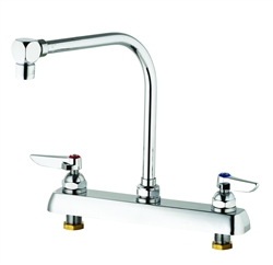 T&S Brass - B-1148 - Workboard Faucet, Deck Mount, 8-inch Centers, Swing Gooseneck with Aerator, Lever Handles