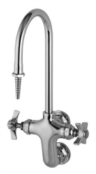 T&S Brass - BL-5735-01 - Lab Vertical Mixing Faucet, Wall Mount, Rigid Gooseneck, Serrated Tip, 4-Arm Handles