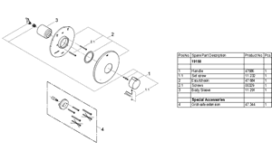Grohe 19 150 Pressure Balance Valve Trim Parts - 19150 smallparts