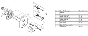 Grohe 19 184 Thermostatic Shower Parts - 19184 smallparts