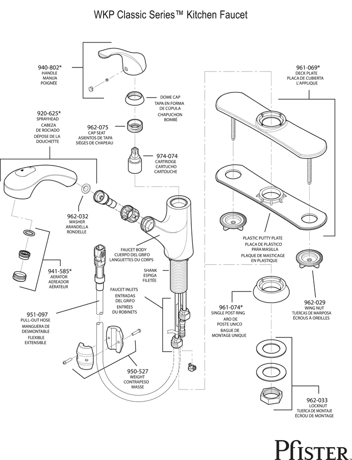 Pfister WKP Classic Series - Style 4 Replacement Parts - pfister tech 112