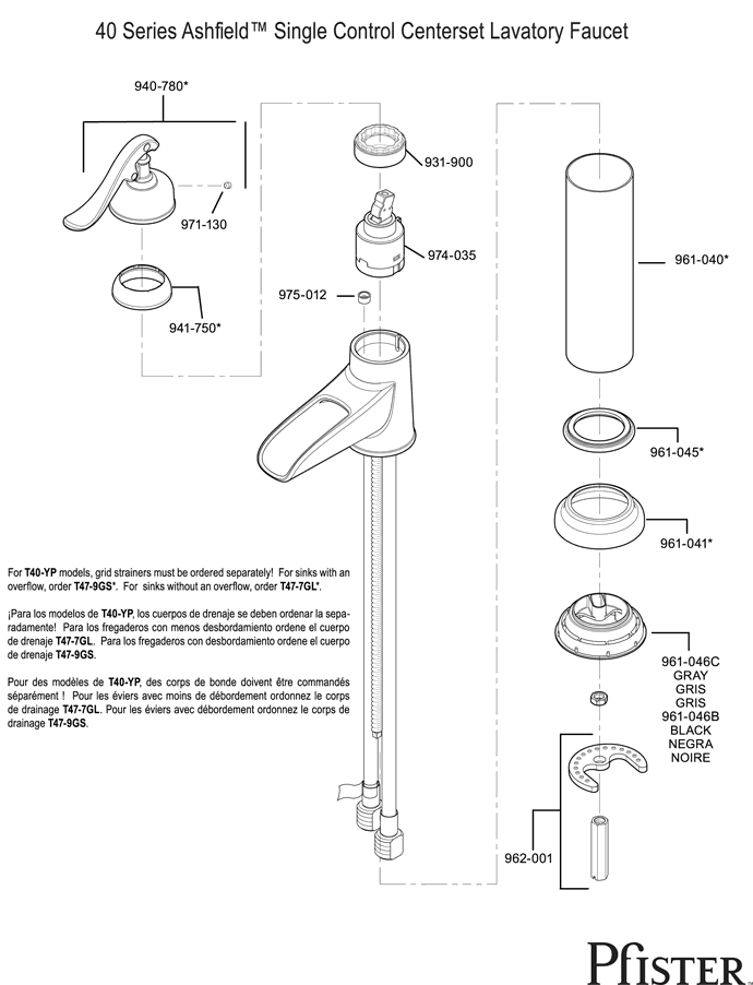 Pfister 40 Series Ashfield Replacement Parts - pfister tech 114