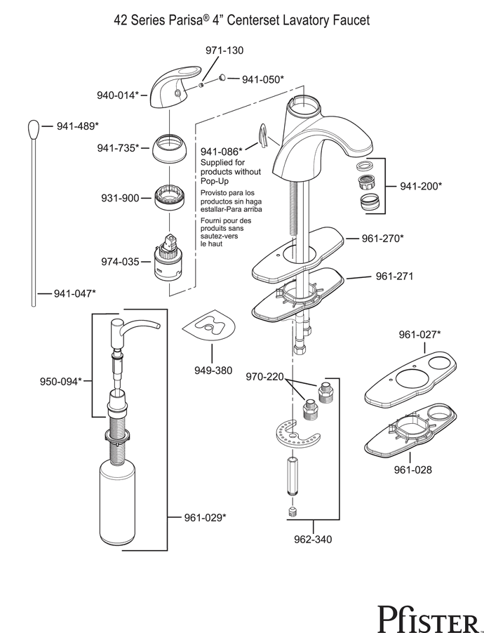 Pfister 42 Series Parisa Replacement Parts - pfister tech 116