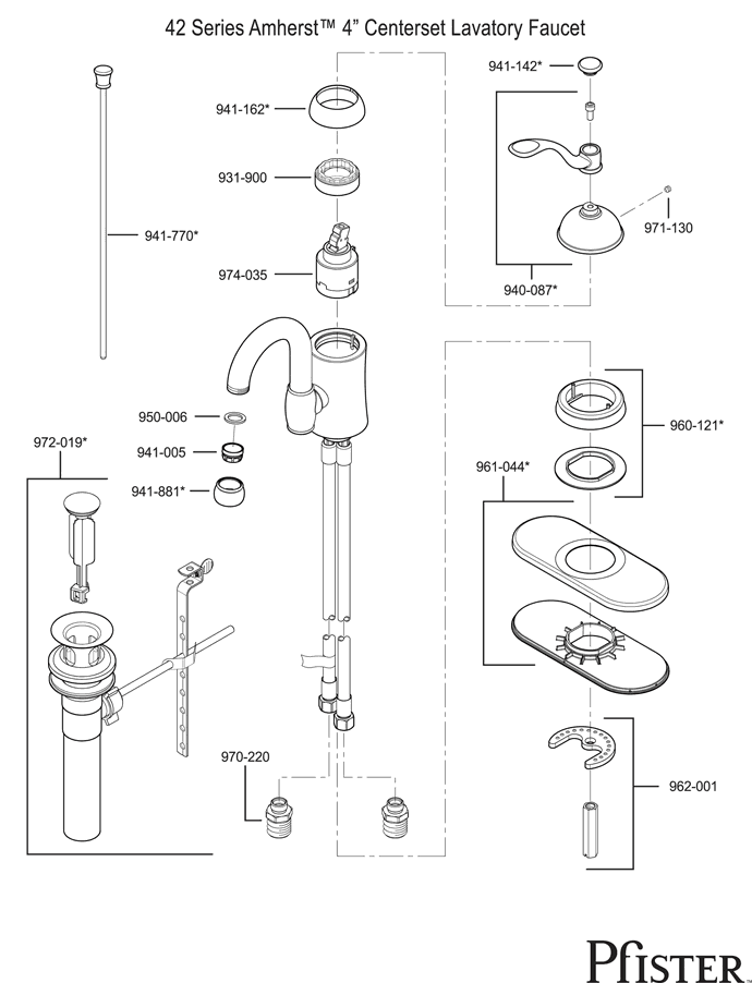 Pfister 42 Series Amherst Replacement Parts - pfister tech 122