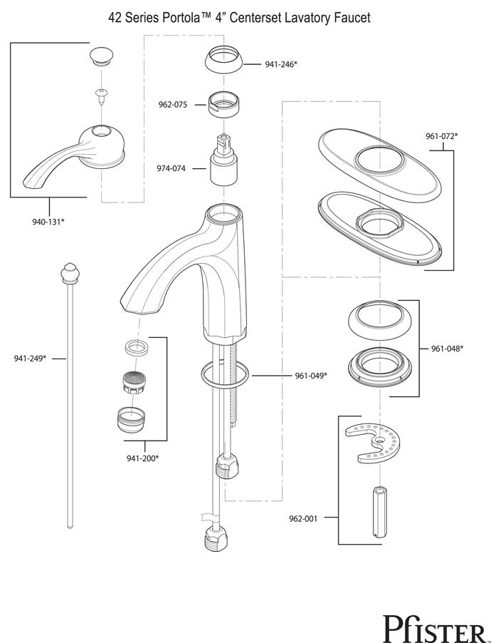 Pfister 42 Series Portola Replacement Parts - pfister tech 125